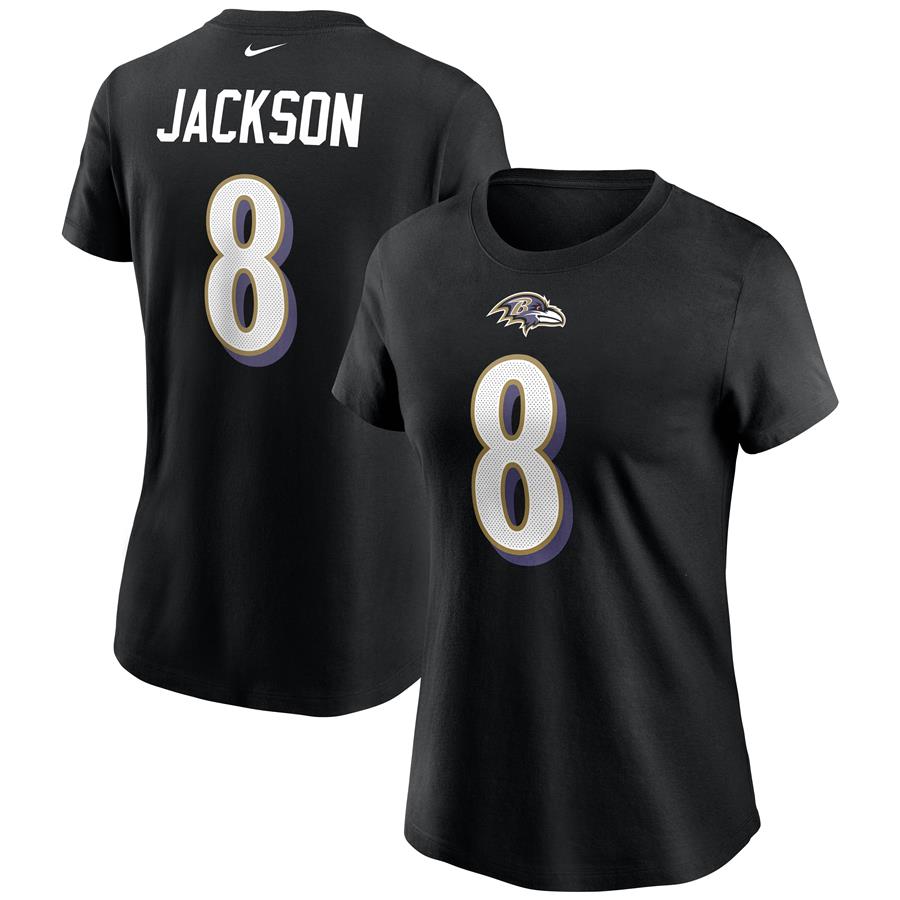 Lamar Jackson Baltimore Ravens Nike Women's Name & Number T-Shirt - Black