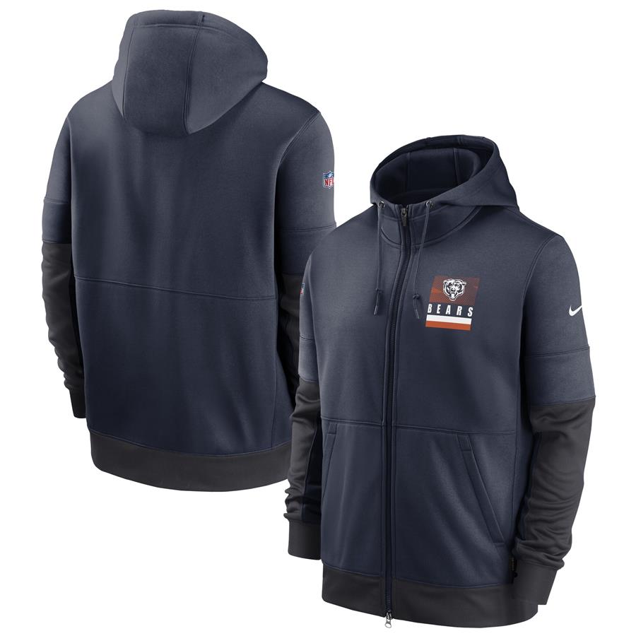 Chicago Bears Nike Sideline Impact Lockup Performance Full-Zip Hoodie - Navy