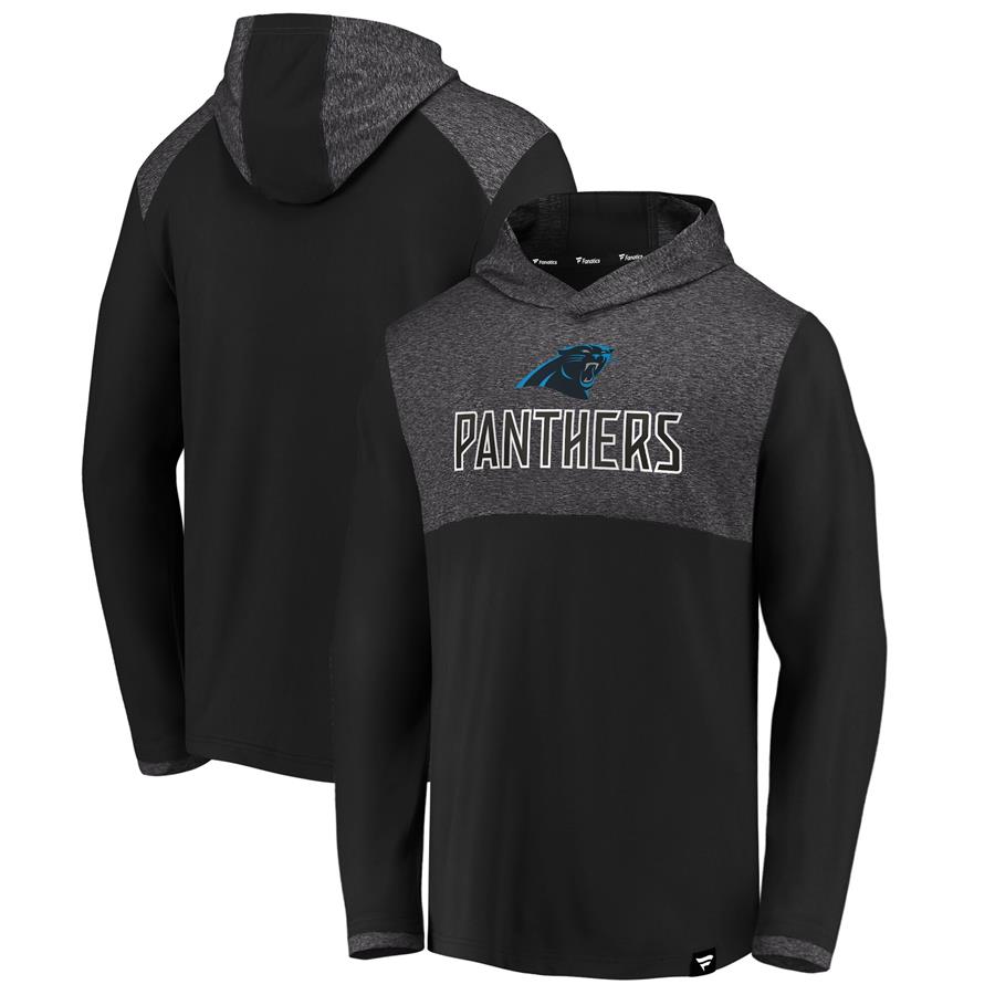 Carolina Panthers Fanatics Branded Iconic Marbled Clutch Hoodie Long Sleeve T-Shirt - Black