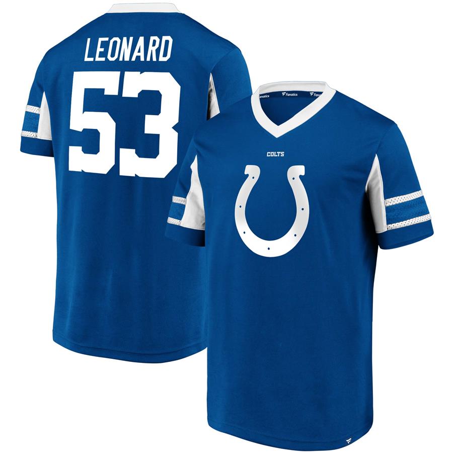 Darius Leonard Indianapolis Colts Fanatics Branded Hashmark Player Name & Number V-Neck Top - Royal