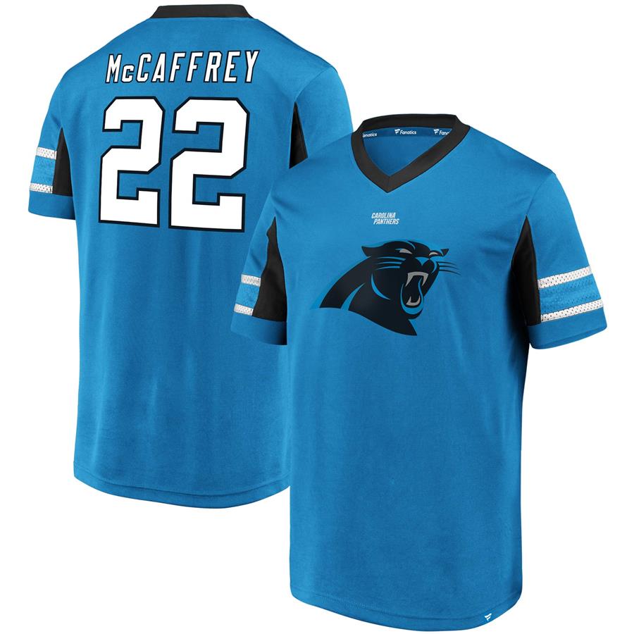 Christian McCaffrey Carolina Panthers Fanatics Branded Hashmark Player Name & Number V-Neck Top - Blue
