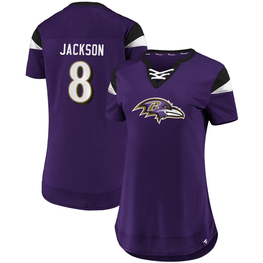Lamar Jackson Baltimore Ravens Fanatics Branded Women's Athena Name & Number Fashion Top - Purple