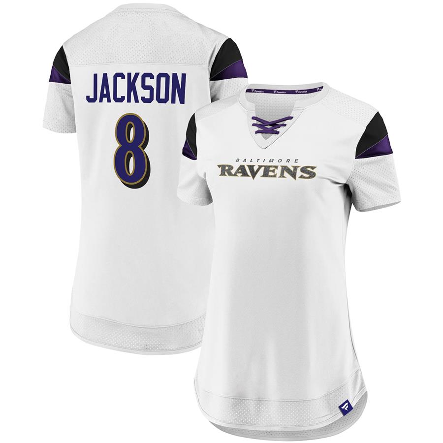 Lamar Jackson Baltimore Ravens Fanatics Branded Women's Athena Name & Number Fashion Top - White