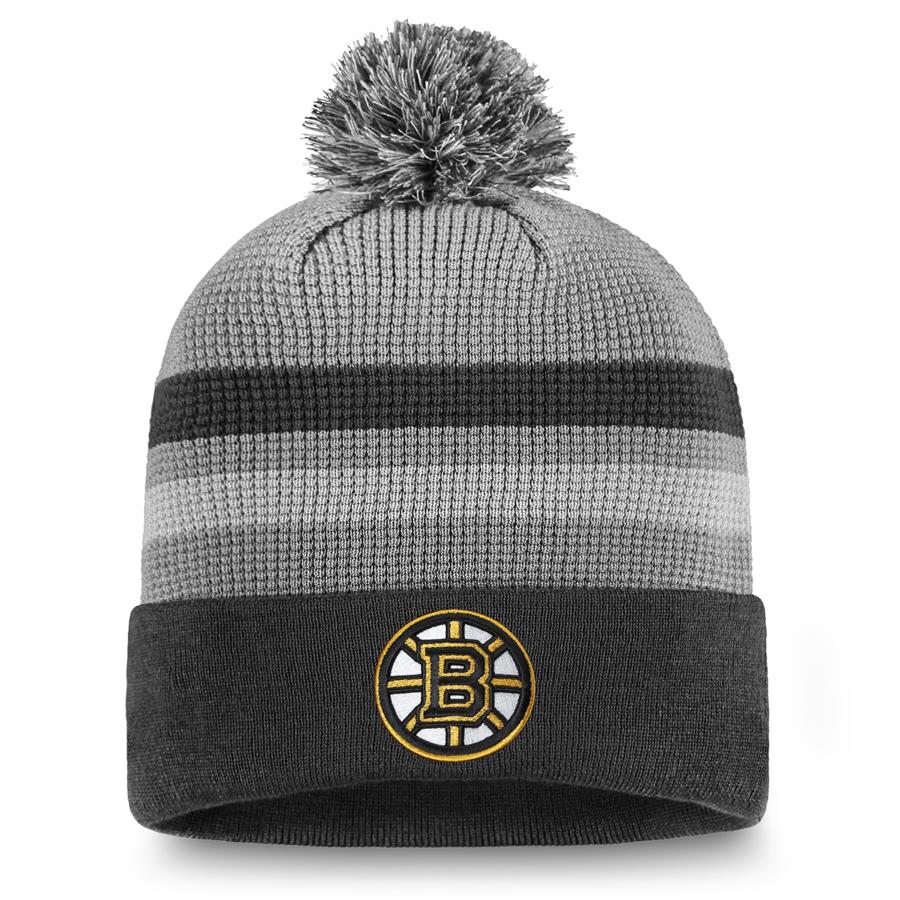 Boston Bruins Fanatics Branded Authentic Pro Home Ice Cuffed Knit Hat with Pom - Gray