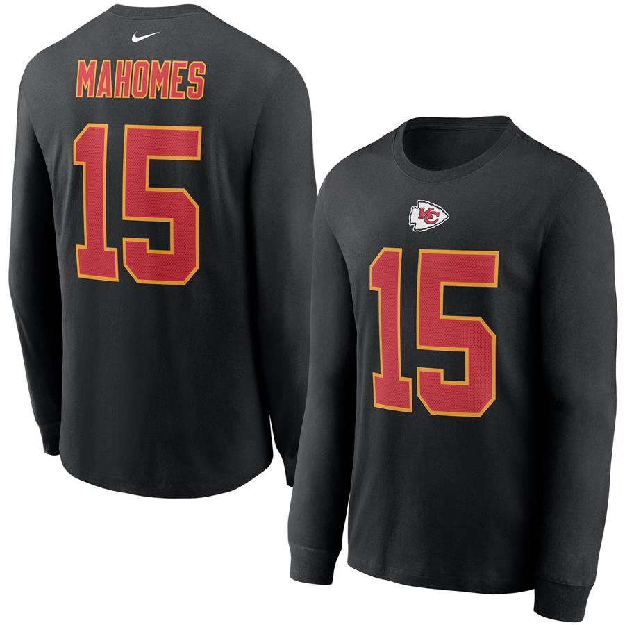 Patrick Mahomes Kansas City Chiefs Nike Player Name & Number Long Sleeve T-Shirt - Black