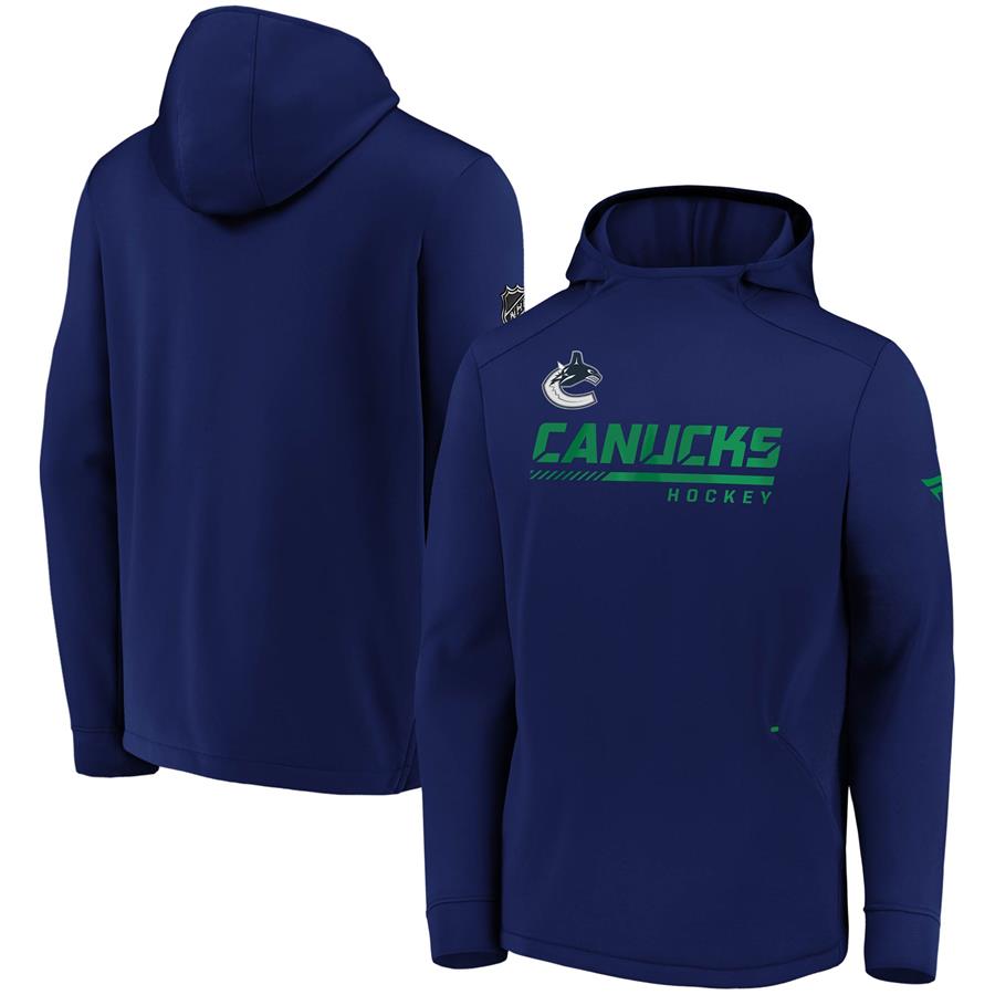 Vancouver Canucks Fanatics Branded Authentic Pro Locker Room Pullover Hoodie - Blue