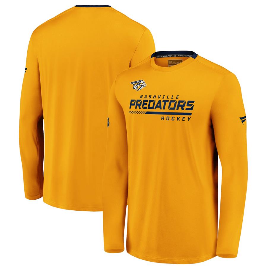 Nashville Predators Fanatics Branded Authentic Pro Locker Room Performance Long Sleeve T-Shirt - Gold