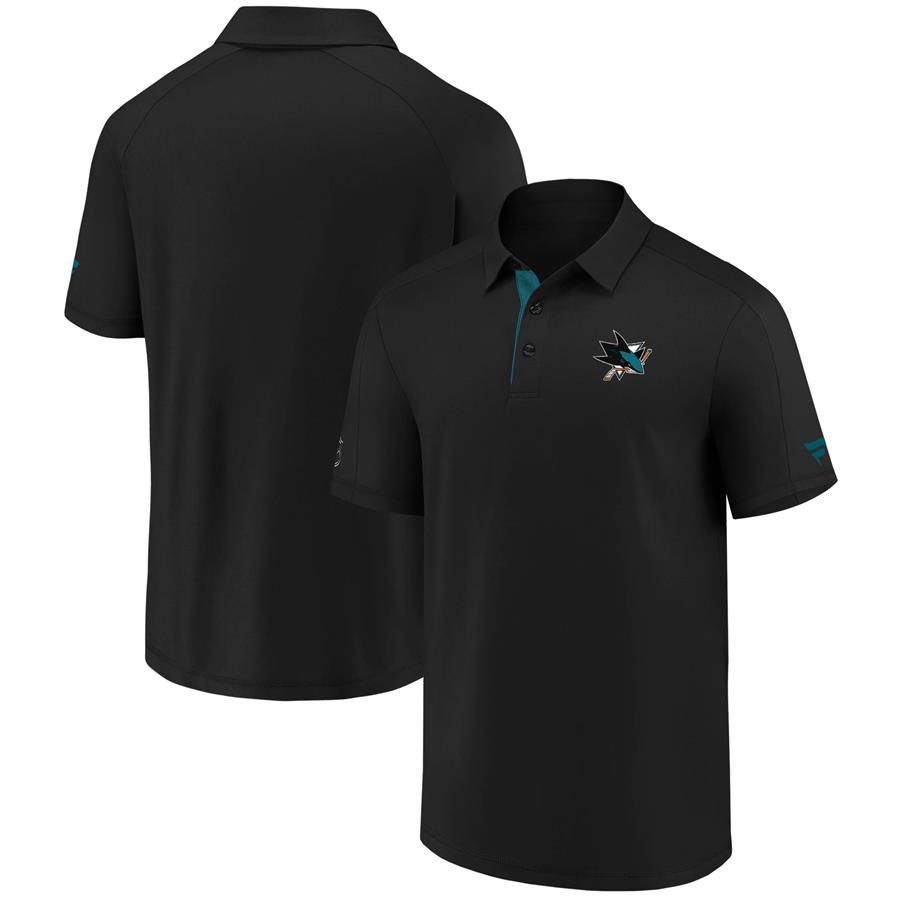 San Jose Sharks Fanatics Branded Authentic Pro Locker Room Performance Polo - Black