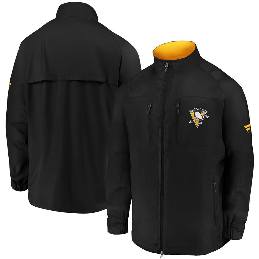 Pittsburgh Penguins Fanatics Branded Authentic Pro Locker Room Rink Raglan Full-Zip Jacket - Black