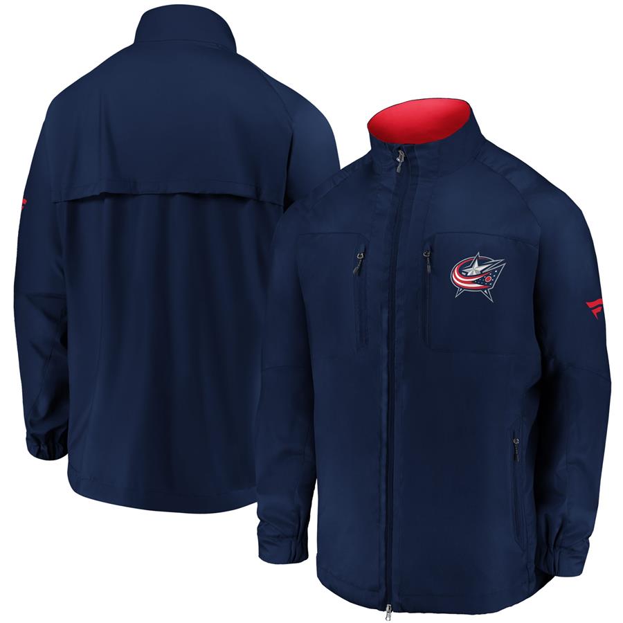 Columbus Blue Jackets Fanatics Branded Authentic Pro Locker Room Rink Raglan Full-Zip Jacket - Navy