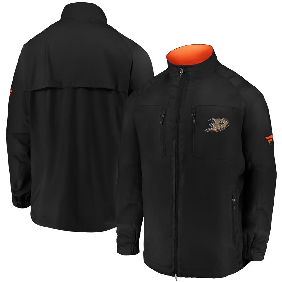 Anaheim Ducks Fanatics Branded Authentic Pro Locker Room Rink Raglan Full-Zip Jacket - Black