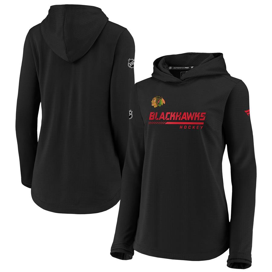 Chicago Blackhawks Fanatics Branded Women's Authentic Pro Pullover Hoodie - Black