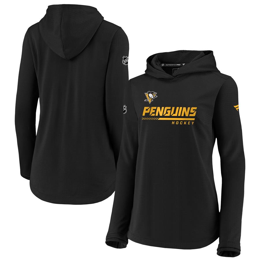 Pittsburgh Penguins Fanatics Branded Women's Authentic Pro Pullover Hoodie - Black