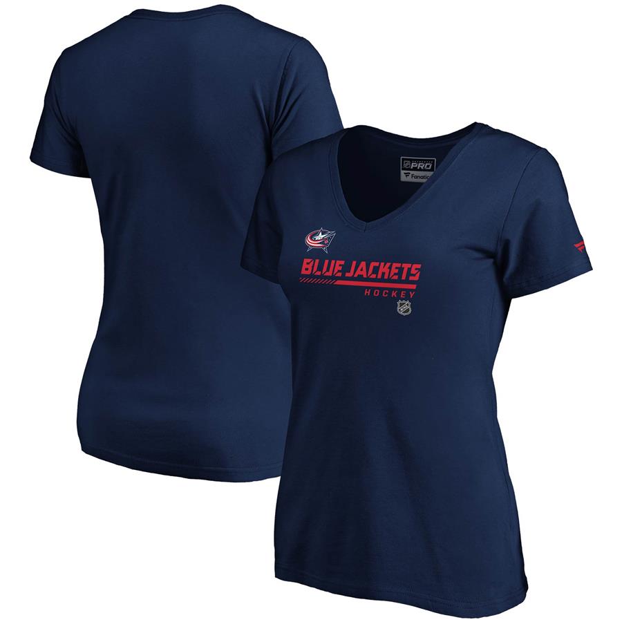 Columbus Blue Jackets Fanatics Branded Women's Authentic Pro Core Collection Prime V-Neck T-Shirt - Navy