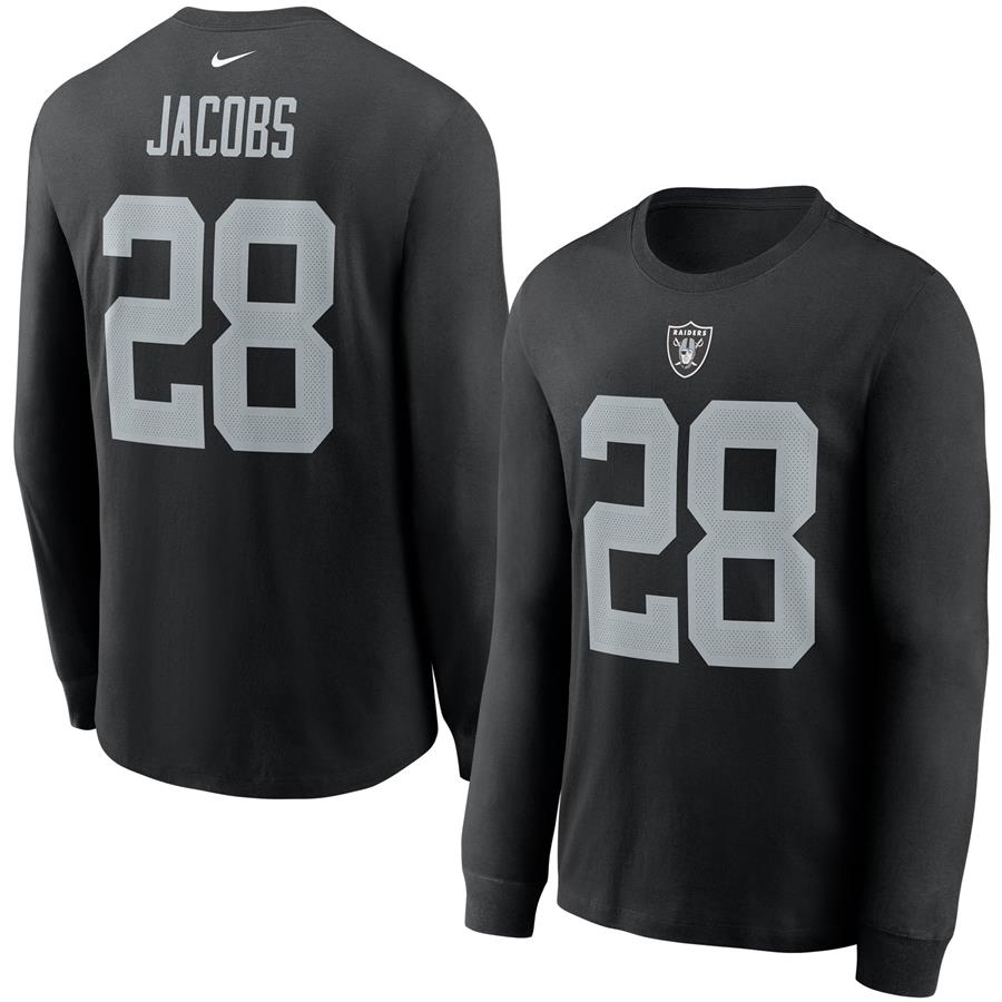 Josh Jacobs Las Vegas Raiders Nike Player Name & Number Long Sleeve T-Shirt - Black