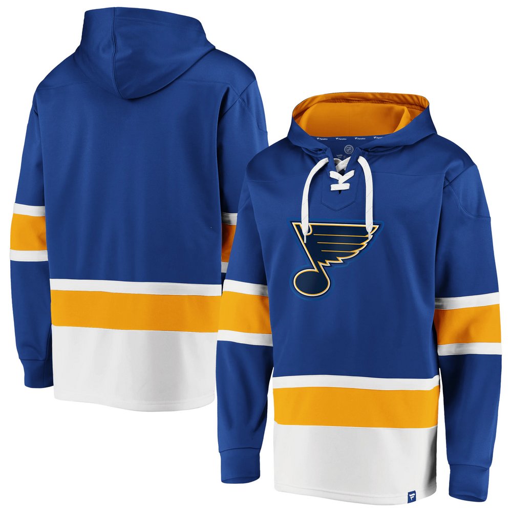 St. Louis Blues Fanatics Branded Iconic Power Play Lace-Up Pullover Hoodie - Blue