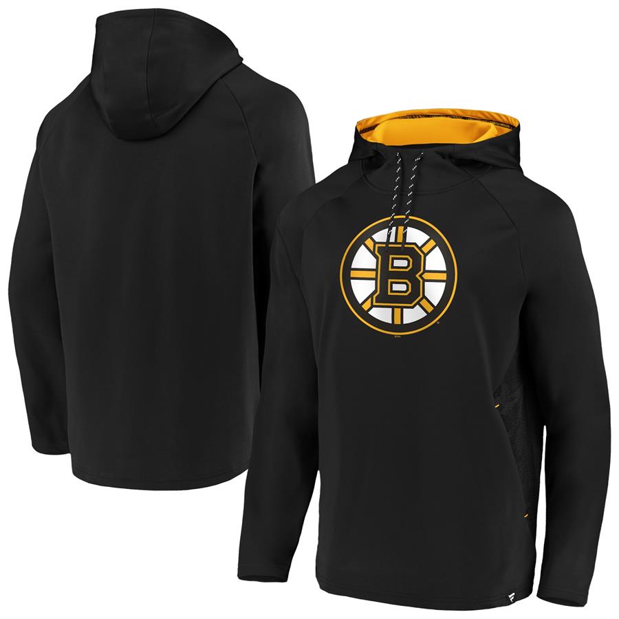 Boston Bruins Fanatics Branded Iconic Defender Fleece Pullover Hoodie - Black