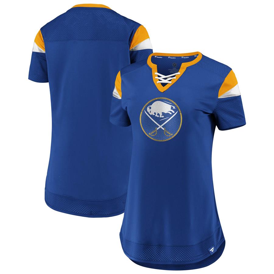 Buffalo Sabres Fanatics Branded Women's Iconic Athena Lace-Up V-Neck T-Shirt - Royal