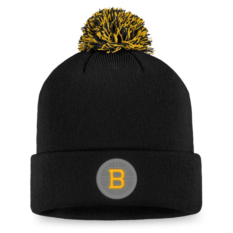 Boston Bruins Fanatics Branded Details Cuffed Knit Hat with Pom - Black
