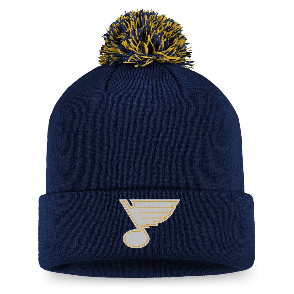 St. Louis Blues Fanatics Branded Details Cuffed Knit Hat with Pom - Navy