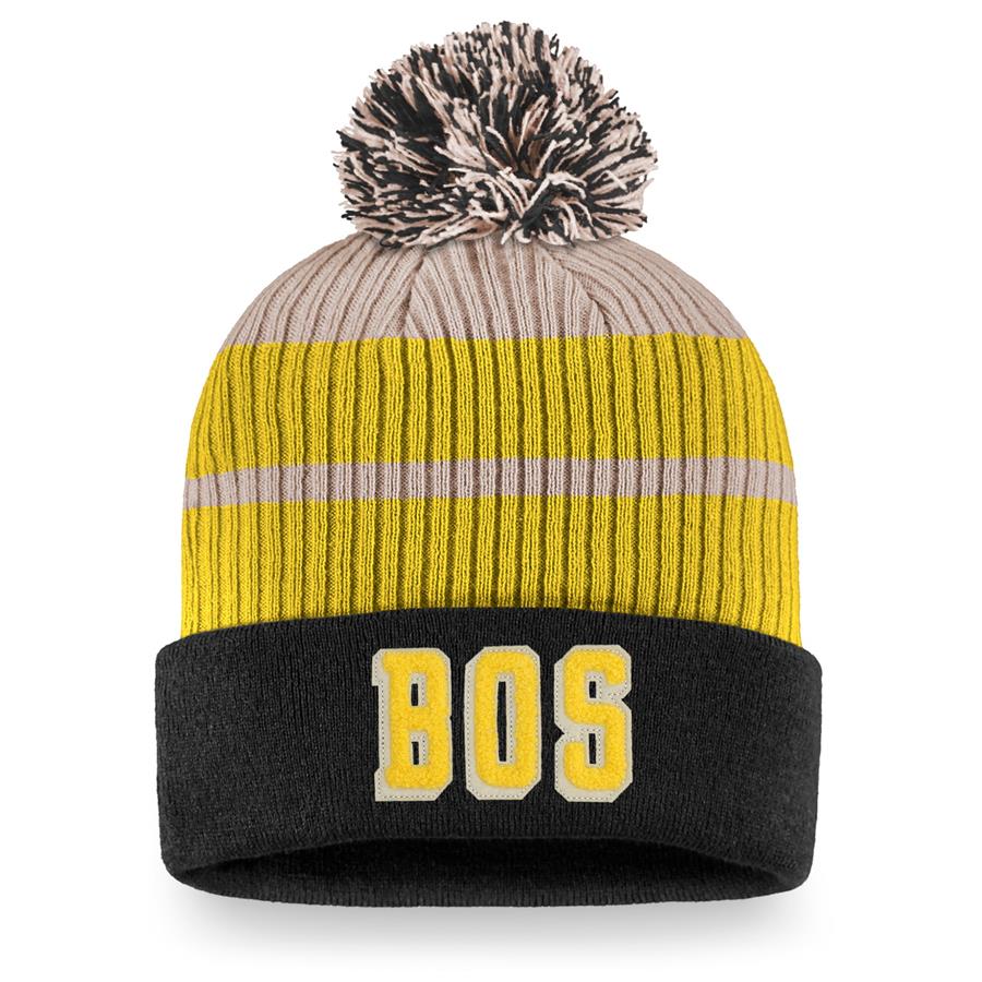 Boston Bruins Fanatics Branded True Classics Cuffed Knit Hat with Pom - Black