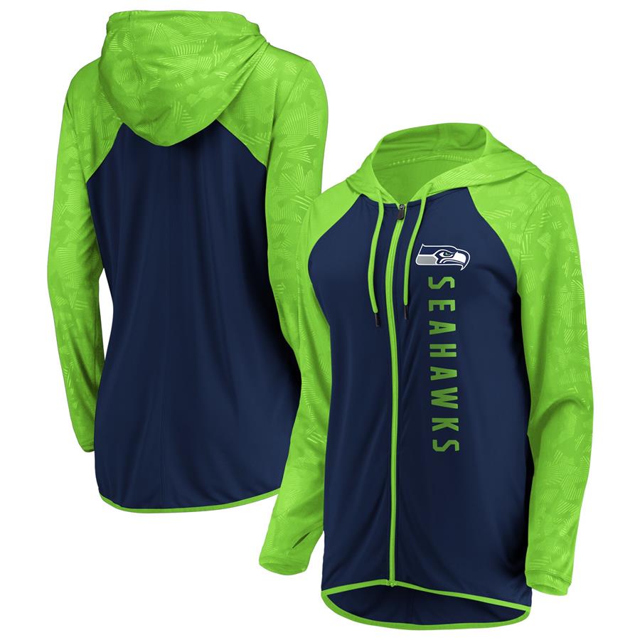 Seattle Seahawks Fanatics Branded Women's Forever Fan Logo Full-Zip Hoodie - College Navy