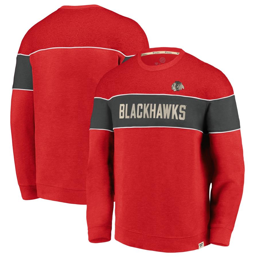 Chicago Blackhawks Fanatics Branded Varsity Reserve Sweatshirt - Heathered Red