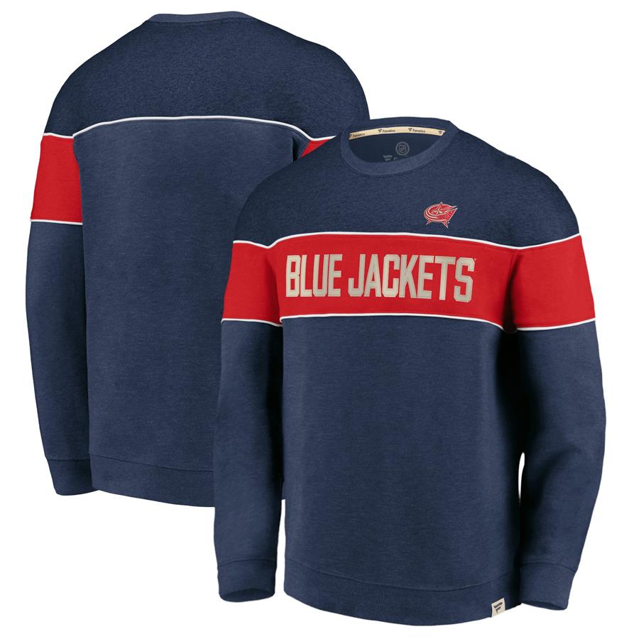 Columbus Blue Jackets Fanatics Branded Varsity Reserve Sweatshirt - Heathered Navy
