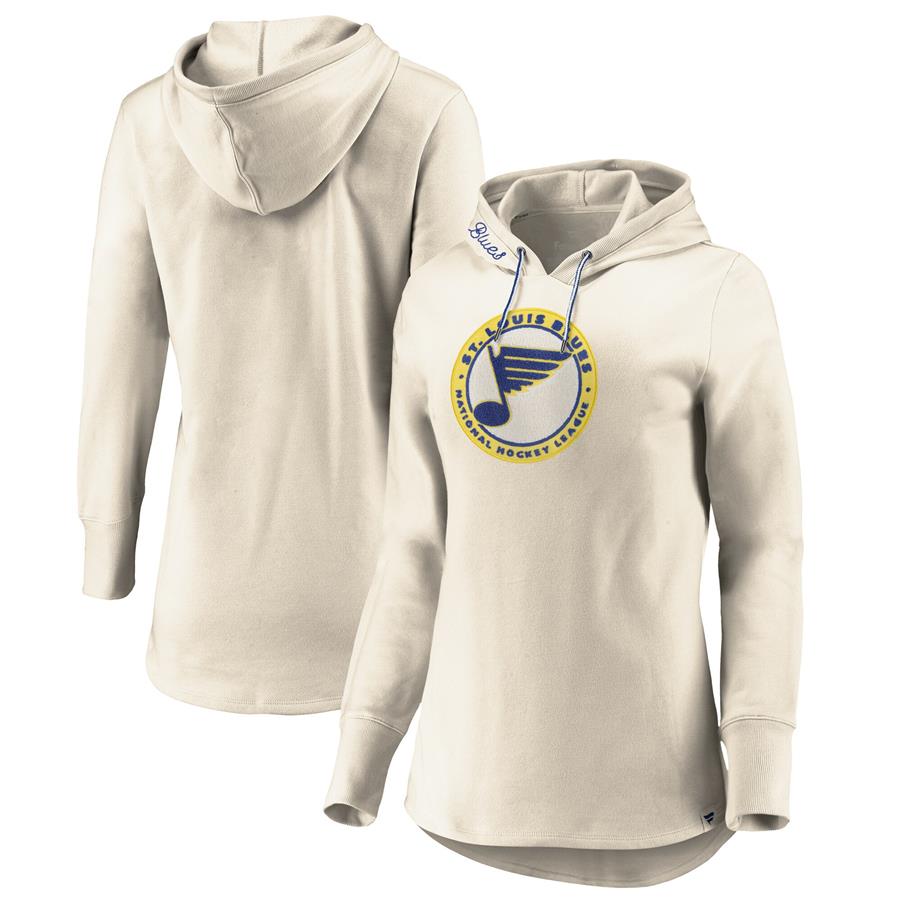 St. Louis Blues Fanatics Branded Women's True Classics Signature Fleece Pullover Hoodie - Oatmeal