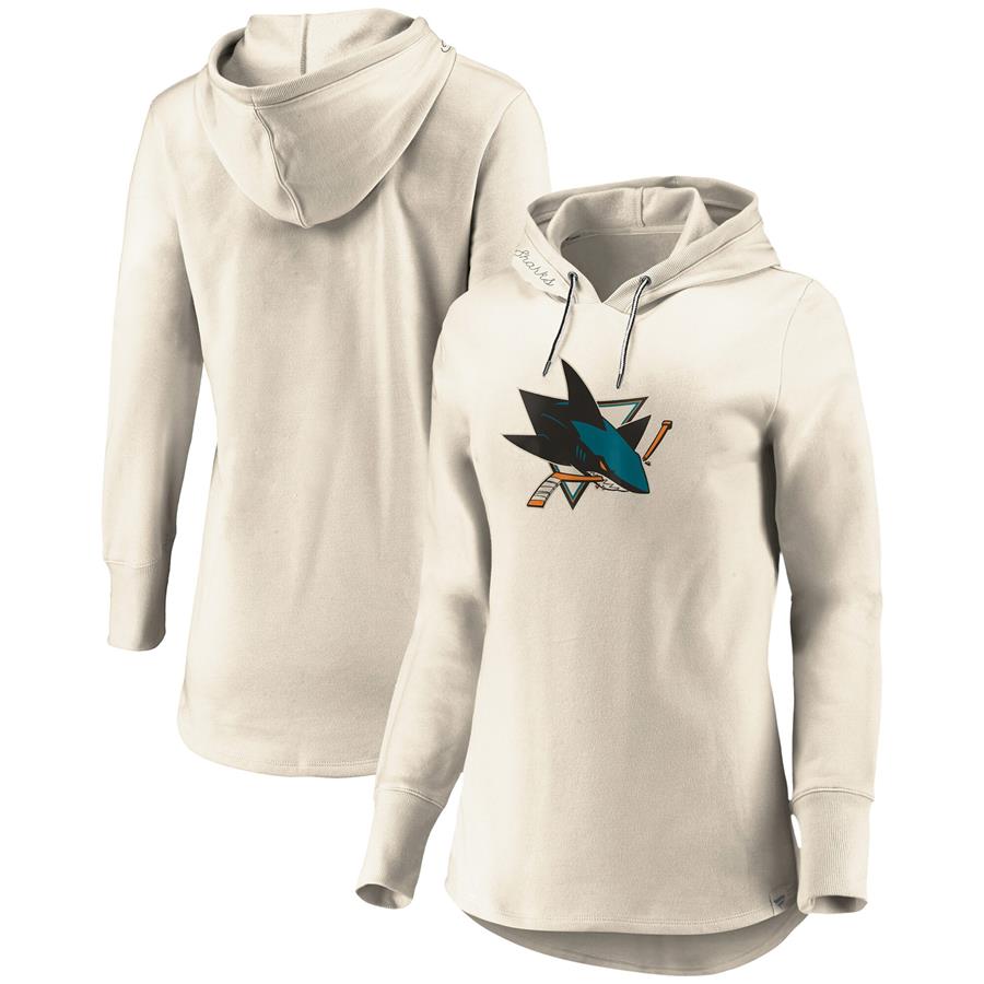 San Jose Sharks Fanatics Branded Women's True Classics Signature Fleece Pullover Hoodie - Oatmeal