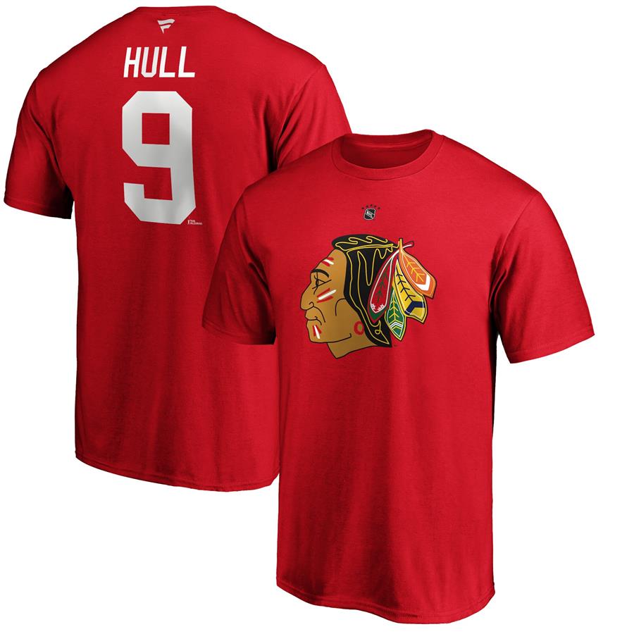 Bobby Hull Chicago Blackhawks Fanatics Branded Authentic Stack Retired Player Name & Number T-Shirt - Red