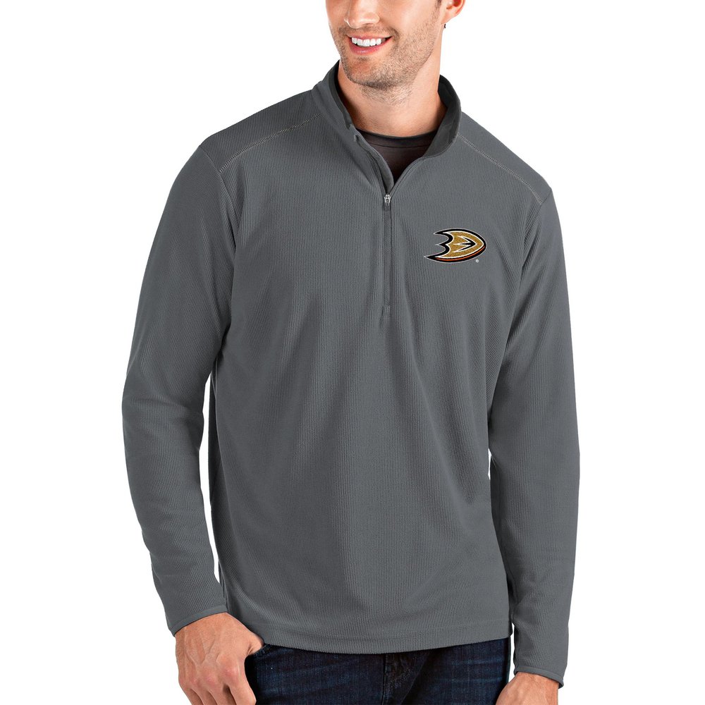 Anaheim Ducks Antigua Glacier Quarter-Zip Pullover Jacket - Gray