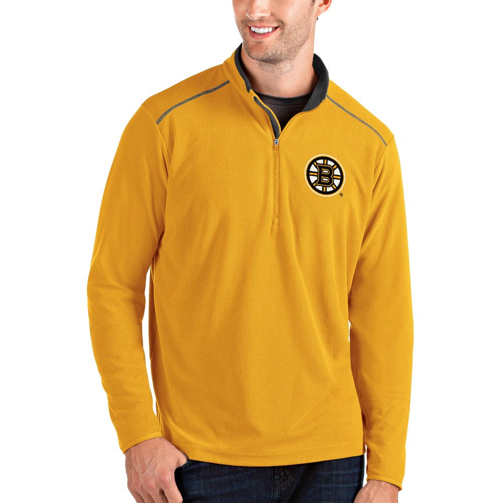 Boston Bruins Antigua Glacier Quarter-Zip Pullover Jacket - Gold