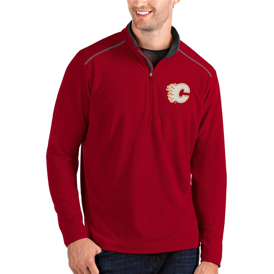 Calgary Flames Antigua Glacier Quarter-Zip Pullover Jacket - Red