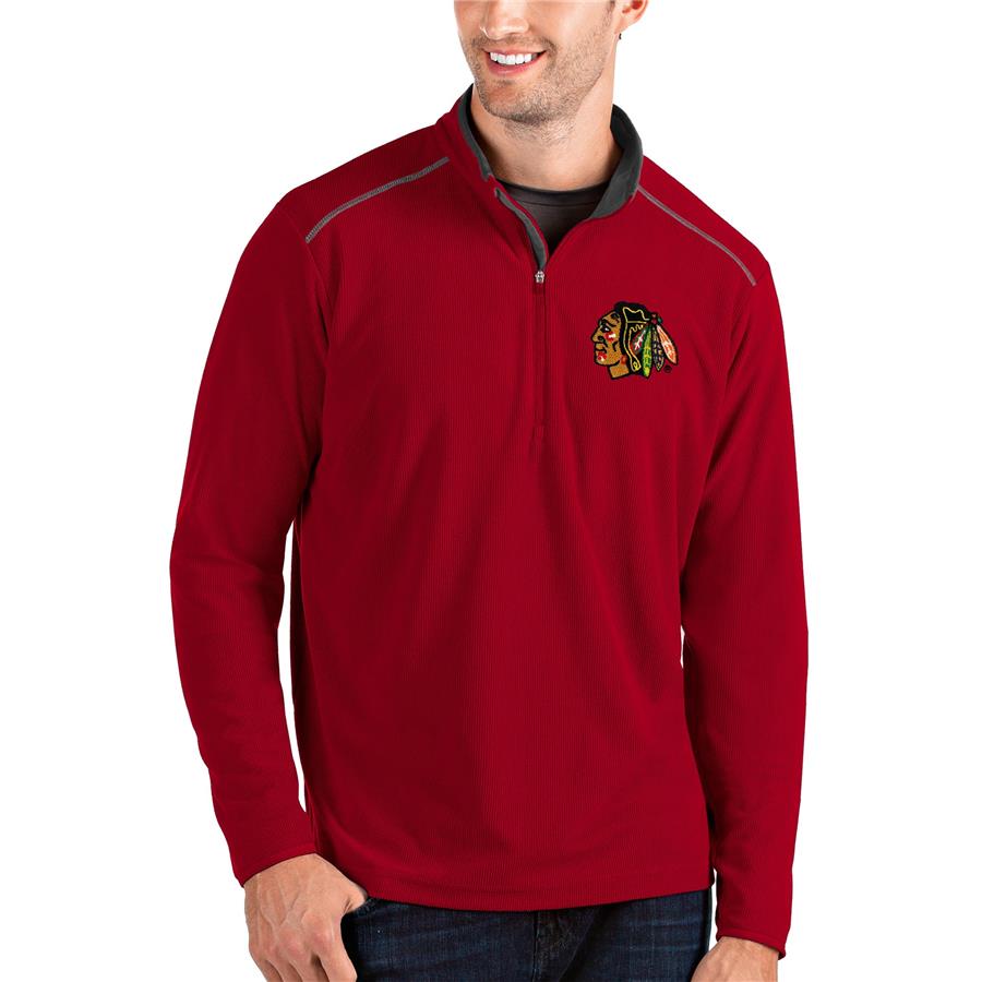 Chicago Blackhawks Antigua Glacier Quarter-Zip Pullover Jacket - Red