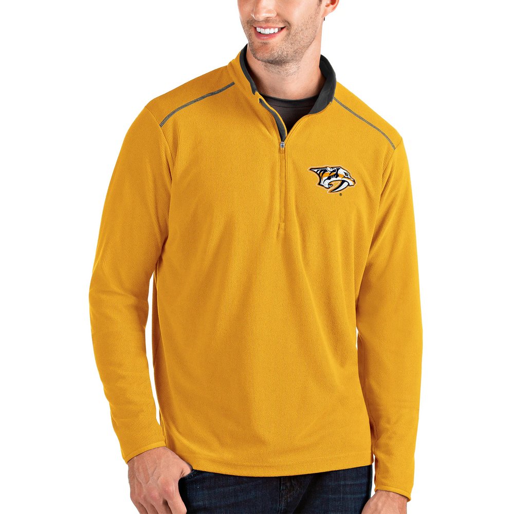 Nashville Predators Antigua Glacier Quarter-Zip Pullover Jacket - Gold