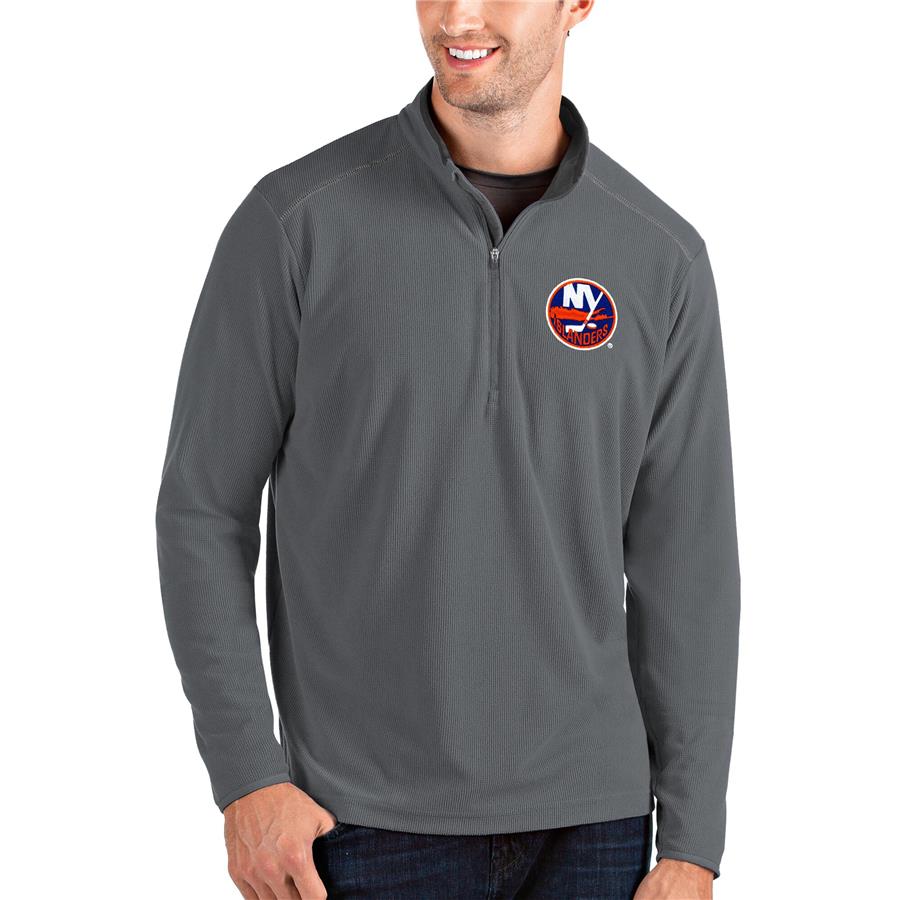 New York Islanders Antigua Glacier Quarter-Zip Pullover Jacket - Gray