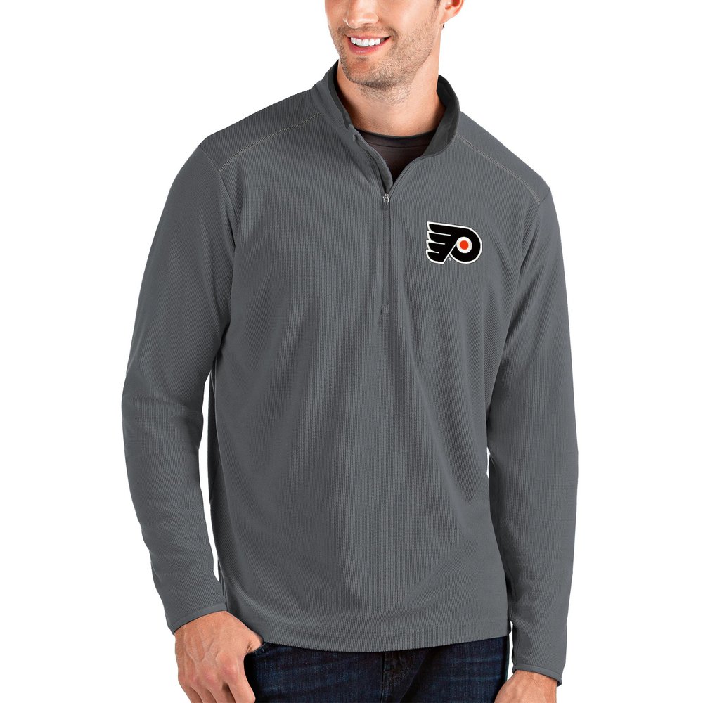 Philadelphia Flyers Antigua Glacier Quarter-Zip Pullover Jacket - Gray