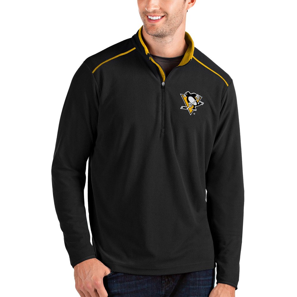 Pittsburgh Penguins Antigua Glacier Quarter-Zip Pullover Jacket - Black