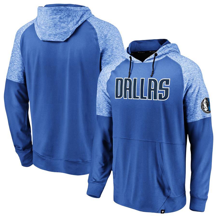 Dallas Mavericks Fanatics Branded Made To Move Space Dye Raglan Pullover Hoodie - Blue