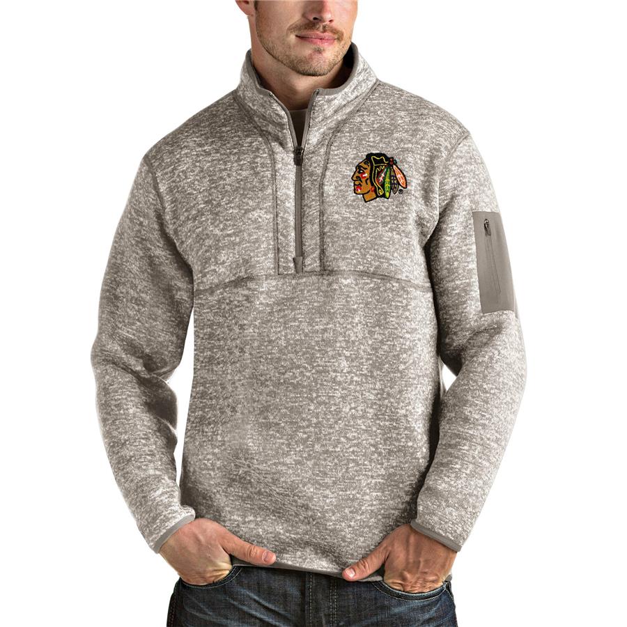 Chicago Blackhawks Antigua Fortune Half-Zip Pullover Jacket - Oatmeal