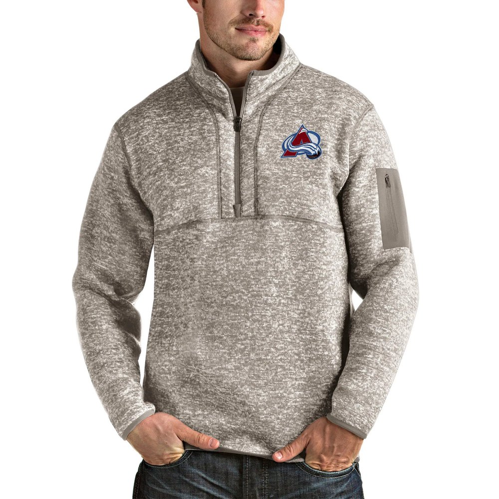 Colorado Avalanche Antigua Fortune Half-Zip Pullover Jacket - Oatmeal