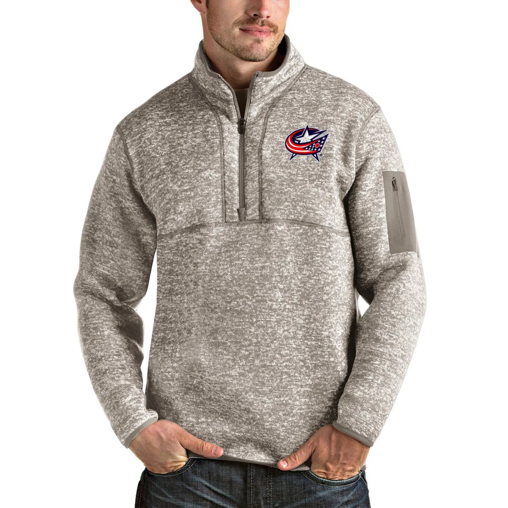 Columbus Blue Jackets Antigua Fortune Half-Zip Pullover Jacket - Oatmeal