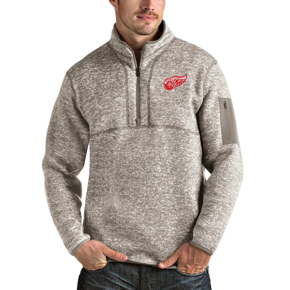Detroit Red Wings Antigua Fortune Half-Zip Pullover Jacket - Oatmeal