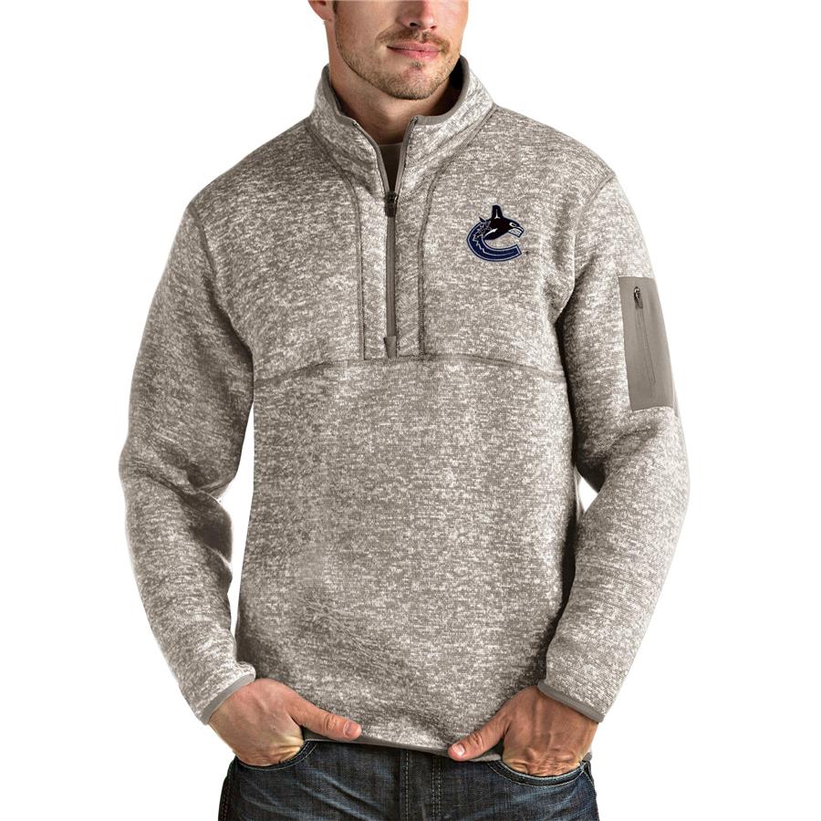Vancouver Canucks Antigua Fortune Half-Zip Pullover Jacket - Oatmeal