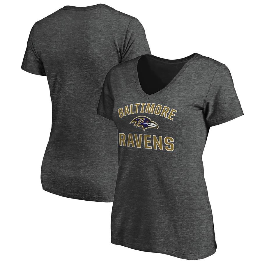 Baltimore Ravens Fanatics Branded Women's Victory Arch V-Neck T-Shirt - Heathered Charcoal
