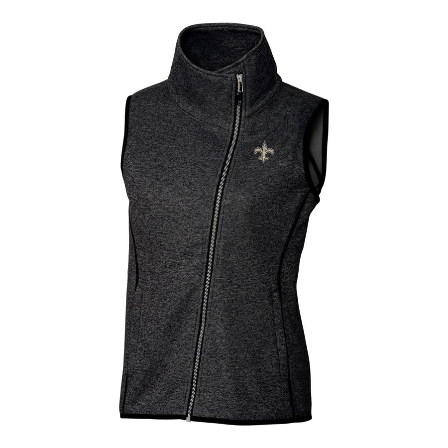 New Orleans Saints Cutter & Buck Women's Mainsail Full-Zip Vest - Black