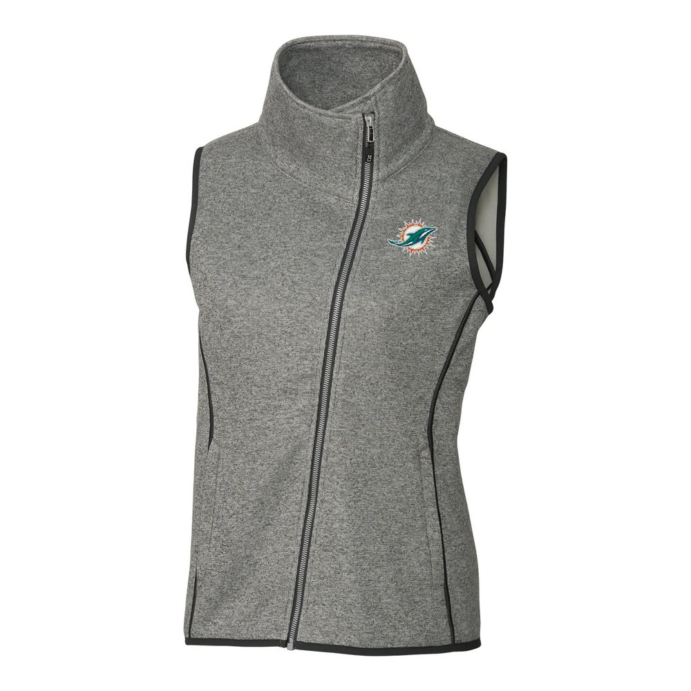 Miami Dolphins Cutter & Buck Women's Mainsail Full-Zip Vest - Gray