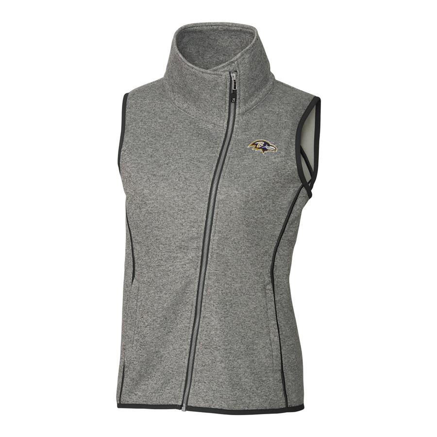 Baltimore Ravens Cutter & Buck Women's Mainsail Full-Zip Vest - Gray