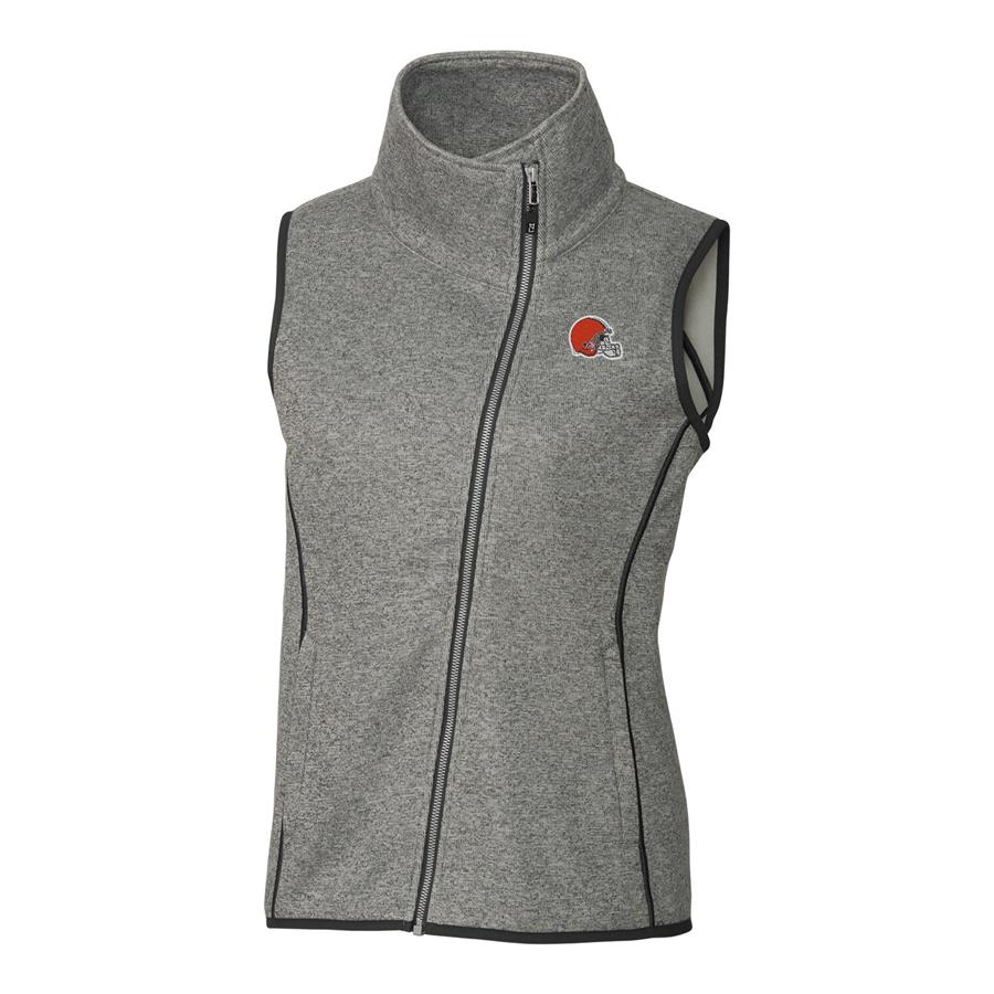 Cleveland Browns Cutter & Buck Women's Mainsail Full-Zip Vest - Gray